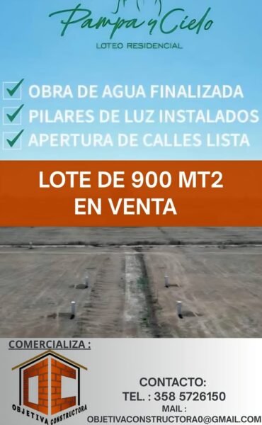 VENDO TERRENO PAMPA Y CIELO